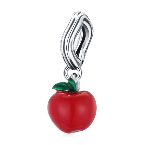 925 Sterling Silver Pendant Apple plated DIY & enamel platinum color Sold By PC