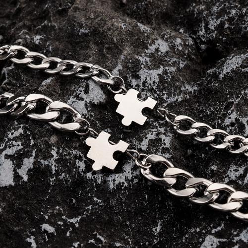Par armbånd og Armbånd, Titanium Stål, med 5cm extender kæde, 2 stykker & mode smykker & Unisex, oprindelige farve, Længde Ca. 18 cm, Solgt af sæt