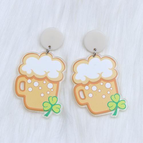 Clover Earrings Acrylic printing fashion jewelry & for woman Sold By Pair