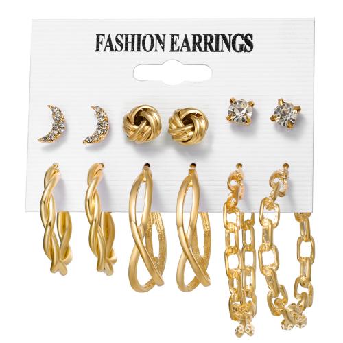 Zinc Alloy Earring Set with Plastic Pearl plated & for woman & with rhinestone earring length 5-40mm Sold By Set