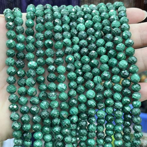 Malakit perler, Runde, mode smykker & du kan DIY & facetteret, grøn, 6mm, Solgt Per Ca. 38 cm Strand