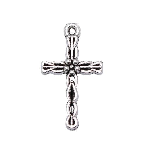 Wisior ze stopu cynku w kształcie krzyża, Stop cynku, Platerowane kolorem starego srebra, Vintage & biżuteria moda & DIY, 24x13mm, sprzedane przez PC