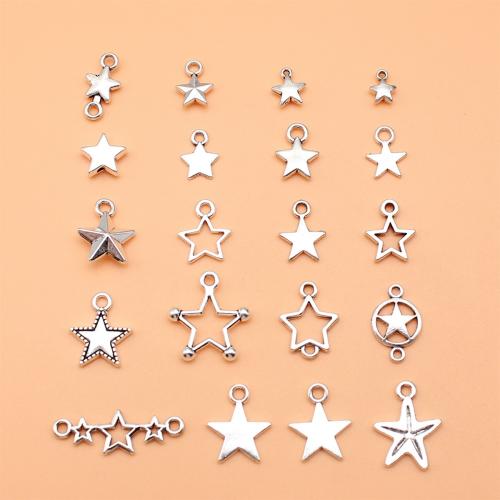 Zinc Alloy Star Pendant antique silver color plated DIY nickel lead & cadmium free Sold By Set