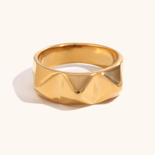 Stainless Steel Finger Ring 316L Stainless Steel 18K gold plated fashion jewelry & for woman golden Sold By PC