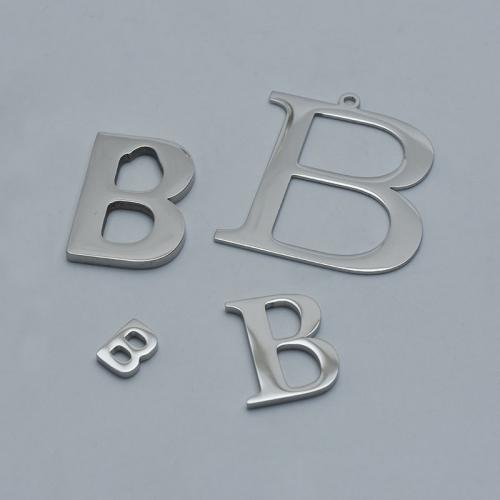 Ruostumaton teräs Riipukset kirje, 304 Stainless Steel, Kirjain B, kiiltävä, tee-se-itse & erikokoisia valinnalle, enemmän värejä valinta, Myymät PC