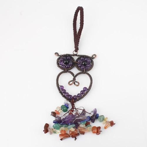 Hanging Ornaments Gemstone with Crystal & Brass Owl fashion jewelry Sold By PC