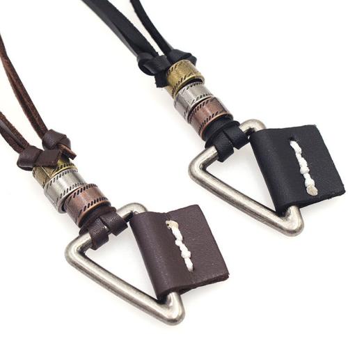 Zinc Alloy Jewelry Necklace with leather cord vintage The leather rope is 20cm long and can be pulled to a maximum of 40cm Sold By PC