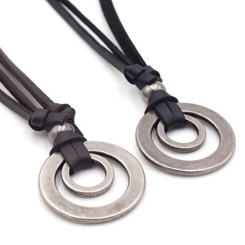 Zinc Alloy Jewelry Necklace with leather cord plated vintage & Unisex The leather rope is 20cm long and can be pulled to a maximum of 40cm Sold By PC