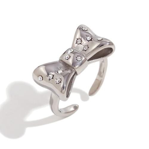 Strass roestvrij staal vinger ring, 316L roestvrij staal, mode sieraden & voor vrouw & met strass, meer kleuren voor de keuze, Verkocht door PC