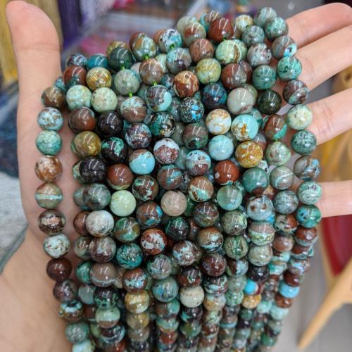 Türkis Perlen, rund, poliert, Modeschmuck & DIY & verschiedene Größen vorhanden, gemischte Farben, verkauft per ca. 38 cm Strang