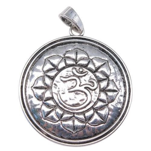 Zinc Alloy Flat Round Pendants antique silver color plated vintage & fashion jewelry & DIY Sold By PC
