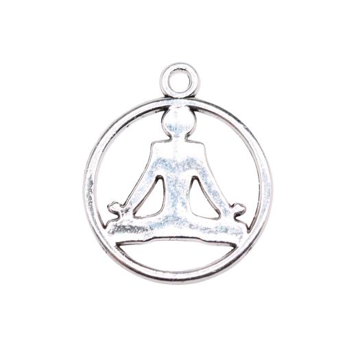 Zinc Alloy Hollow Pendants Flat Round antique silver color plated vintage & fashion jewelry & DIY Sold By PC