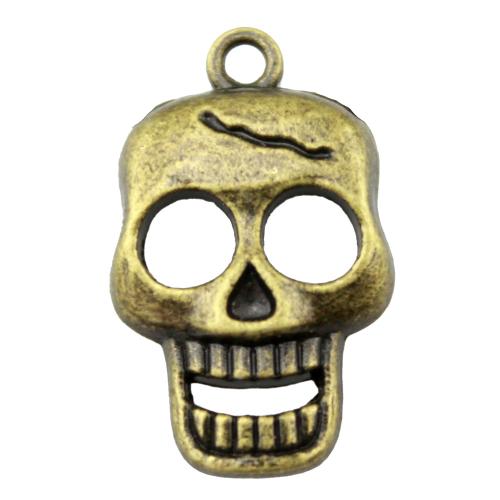 Cink ötvözet Skull Medálok, Koponya, antik bronz színű bevonattal, Vintage & divat ékszerek & DIY & üreges, 23x12mm, Által értékesített PC