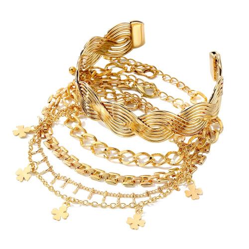 Zinc Alloy Bracelet plated 5 pieces & fashion jewelry & for woman golden Sold By Set