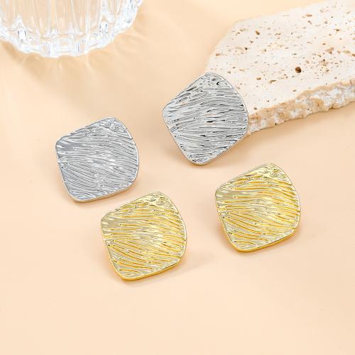 Zinc Alloy Stud Earring Square plated fashion jewelry & for woman Sold By Pair