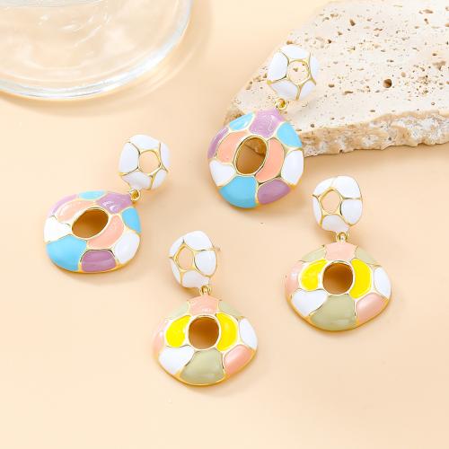 Zinc Alloy Stud Earring fashion jewelry & for woman & enamel & hollow Sold By Pair