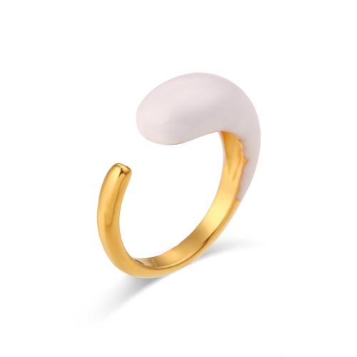 Emaille roestvrij staal vinger ring, 304 roestvrij staal, voor vrouw & glazuur, meer kleuren voor de keuze, Verkocht door PC