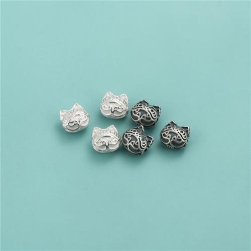 Perlas de espaciador, plata de ley 925, Gato, Bricolaje, más colores para la opción, 8x7.50mm, agujero:aproximado 1.3mm, Vendido por UD