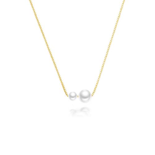 Collar de perlas de plástico, Perlas plásticas, con cadena de latón, Joyería & para mujer, más colores para la opción, longitud aproximado 45 cm, Vendido por UD