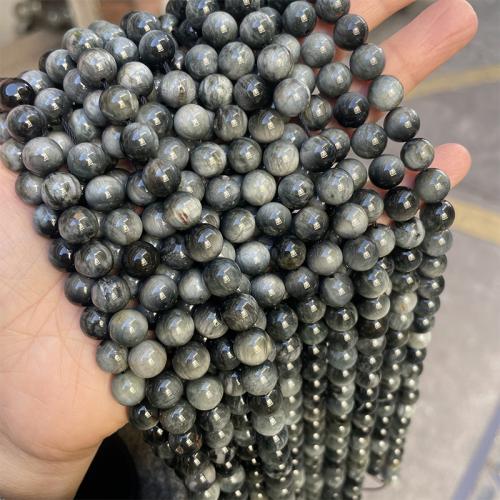 Gemstone smykker perler, Hawk-eye Stone, Runde, mode smykker & forskellige kvaliteter til valg & du kan DIY & forskellig størrelse for valg, grå, Solgt Per Ca. 38 cm Strand