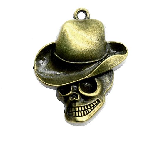Pendentifs crâne en alliage de zinc, crane, Plaqué de couleur de bronze antique, Vintage & bijoux de mode & DIY, 44x35mm, Vendu par PC