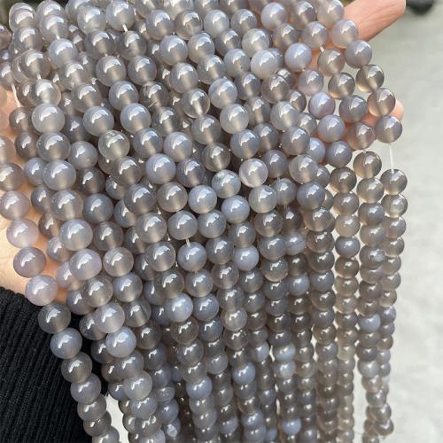 Natural Grey Agate perler, Grå Agate, Runde, mode smykker & du kan DIY & forskellig størrelse for valg, grå, Solgt Per Ca. 38 cm Strand