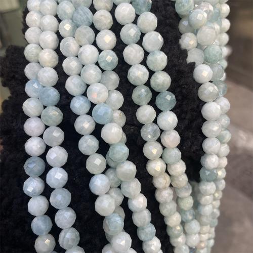 Gemstone smykker perler, Akvamarin, Runde, mode smykker & du kan DIY & forskellig størrelse for valg & facetteret, lyseblå, Solgt Per Ca. 38 cm Strand