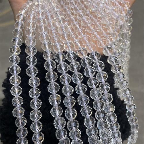 Natural Clear Quartz Beads Round fashion jewelry & DIY & faceted clear Sold Per Approx 38 cm Strand