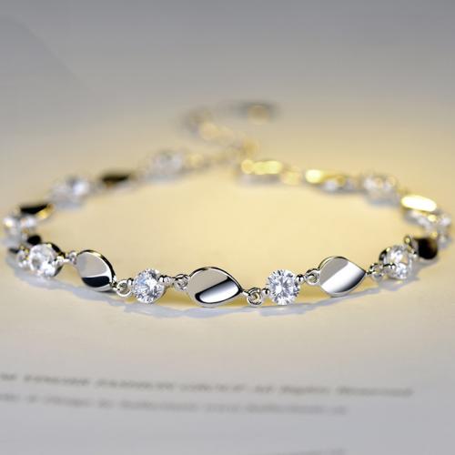 925 Sterling Silver Bangle Bracelet, with 3cm extender chain, fashion jewelry & micro pave cubic zirconia & for woman, nickel, lead & cadmium free, Length:Approx 20 cm, Sold By PC