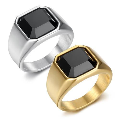 Prst prsten z nerezové oceli, 304 Stainless Steel, s Krystal, módní šperky & různé velikosti pro výběr & pro muže, více barev na výběr, Prodáno By PC