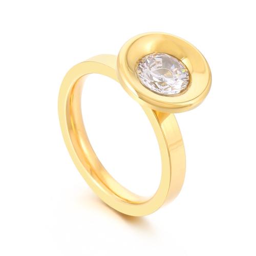Cubic Zirconia rustfrit stål fingre Ringe, 304 rustfrit stål, med Cubic Zirconia, mode smykker & forskellig størrelse for valg & for kvinde, flere farver til valg, Solgt af PC