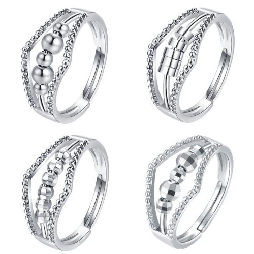 Cubic Zirconia micr3ofono pavimenta anillos de plata esterlina, plata de ley 925, diferentes estilos para la opción & micro arcilla de zirconia cúbica & para mujer, color de platina, Vendido por UD