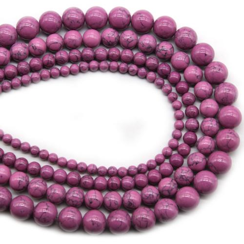Perles turquoises, turquoise naturelle, Rond, poli, DIY & normes différentes pour le choix, violet, Vendu par brin