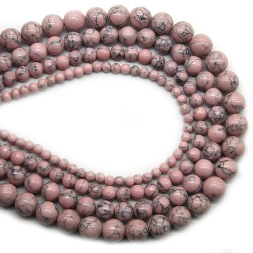 Turquoise Beads Natural Turquoise Round polished DIY light pink Sold By Strand