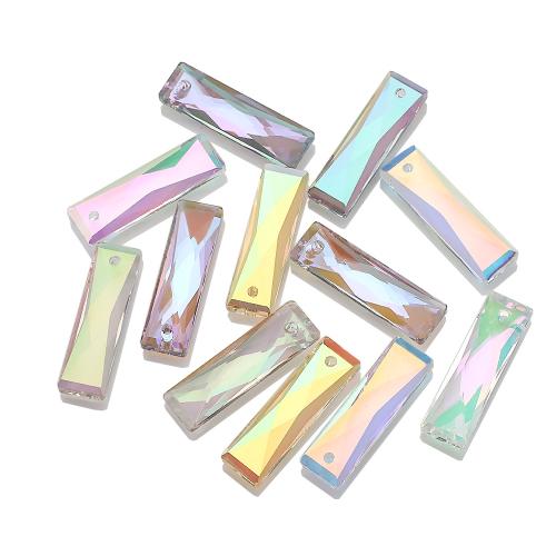 Bijoux Pendentifs en pierres gemmes, verre, rectangle, DIY, plus de couleurs à choisir, 7x5x25mm, Trou:Environ 1.5mm, Environ 100PC/sac, Vendu par sac