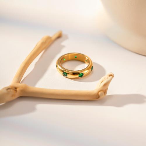 Cubic Zirconia nerezové prst prsten, Nerezová ocel 316, á, módní šperky & různé velikosti pro výběr & micro vydláždit kubické zirkony, zlatý, Prodáno By PC