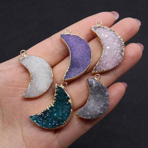 Gemstone Pendants Jewelry Natural Stone with Crystal DIY Sold By PC