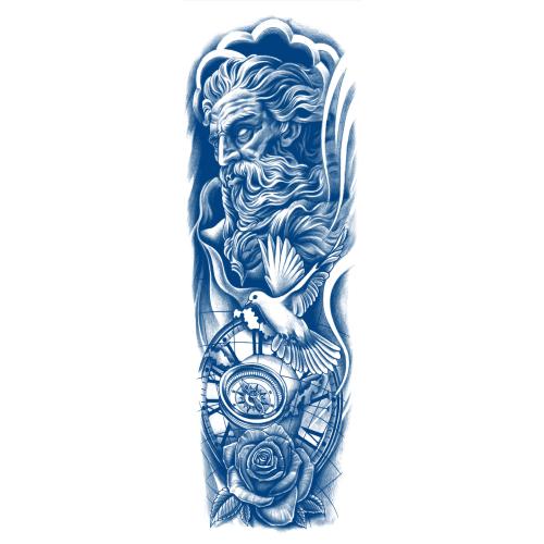 Tetovací samolepka, Papír, Převod vody malování, různé designy pro výběr, modrý, 465x155mm, 10PC/Lot, Prodáno By Lot