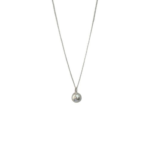 Brass Necklace with Shell Pearl with 5cm extender chain Unisex silver color Length 50 cm Sold By PC