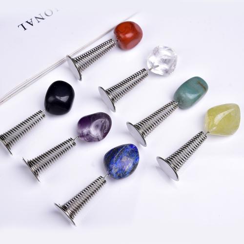 Gemstone Decoration with Iron random style decoration length 60-65mm Sold By PC