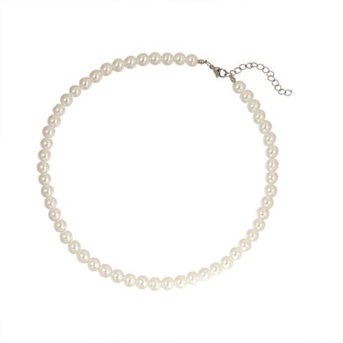 Plastic Pearl Necklace with 6cm extender chain handmade fashion jewelry & for woman white Length Approx 38 cm Sold By PC