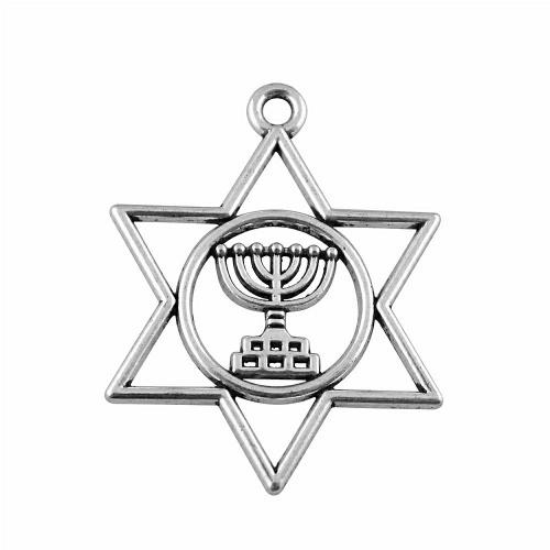 Zinc Alloy Hollow Pendants Hexagram antique silver color plated vintage & fashion jewelry & DIY Sold By PC