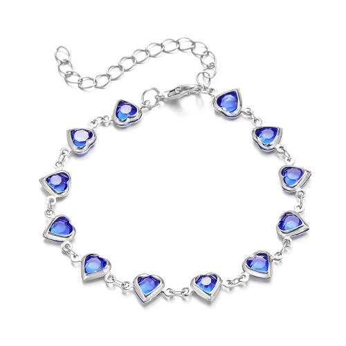 Zinc Alloy Bracelet with 5cm extender chain Heart plated fashion jewelry & for woman & with rhinestone nickel lead & cadmium free Length 16 cm Sold By PC
