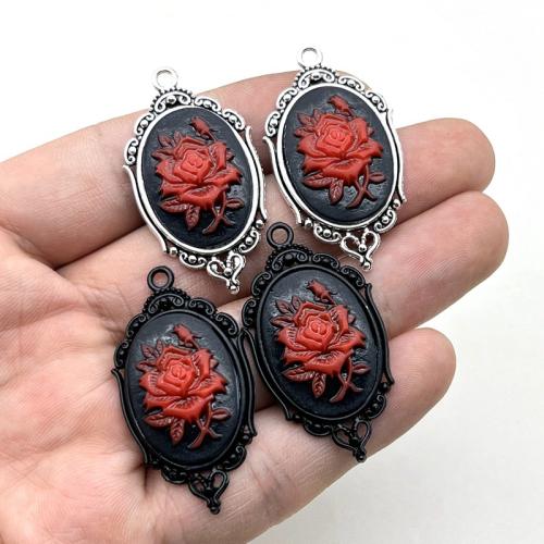 Zinc Alloy Flower Pendants with Resin Rose plated DIY nickel lead & cadmium free Sold By Bag
