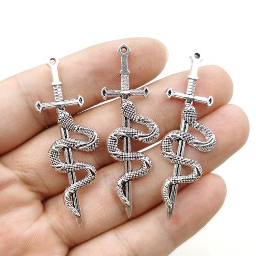 Zinc Alloy Animal Pendants Snake silver color plated DIY nickel lead & cadmium free Sold By Bag
