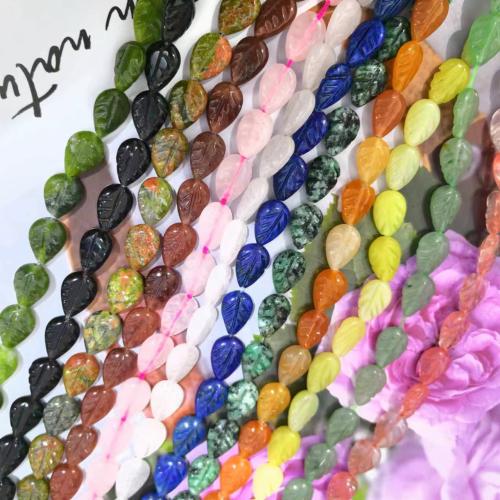 Gemstone smykker perler, Natursten, Leaf, du kan DIY & forskellige materialer til valg, flere farver til valg, 8x12mm, 28pc'er/Strand, Solgt af Strand
