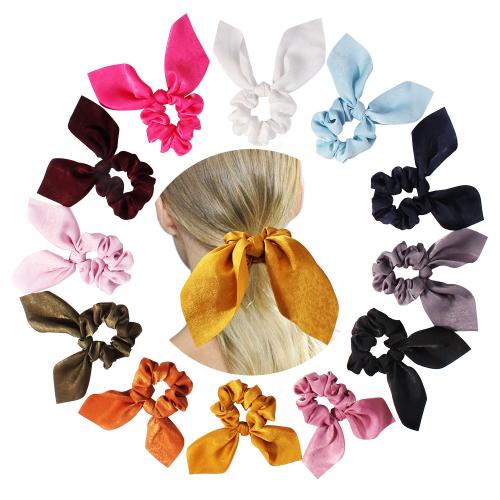 Hair Scrunchies, Cloth, with Rubber Band, handmade, different materials for choice & for woman, more colors for choice, Length Approx 16 cm, Sold By PC