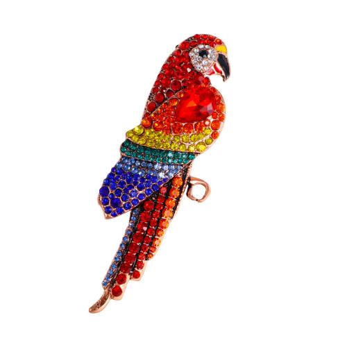 Zinklegering broches, Zinc Alloy, papegaai, voor vrouw & glazuur & met strass, meer kleuren voor de keuze, 90x28mm, Verkocht door PC