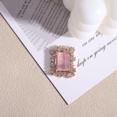 Cubic Zirconia Micro Pave Brass Pendant Rectangle gold color plated fashion jewelry & DIY & micro pave cubic zirconia nickel lead & cadmium free Sold By PC
