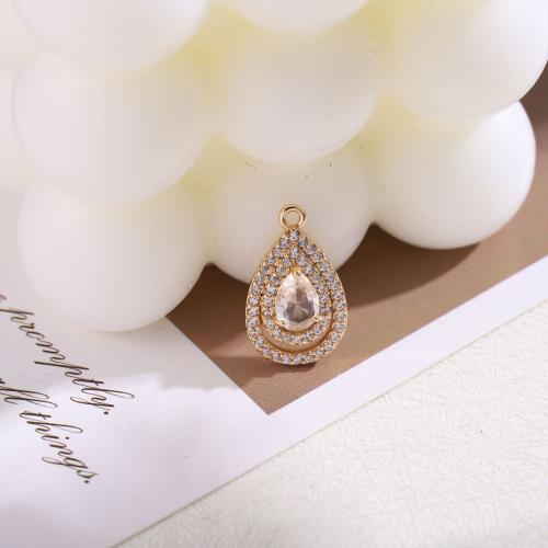 Cubic Zirconia Micro Pave Brass Pendant with Crystal Teardrop gold color plated fashion jewelry & DIY & micro pave cubic zirconia nickel lead & cadmium free Sold By PC